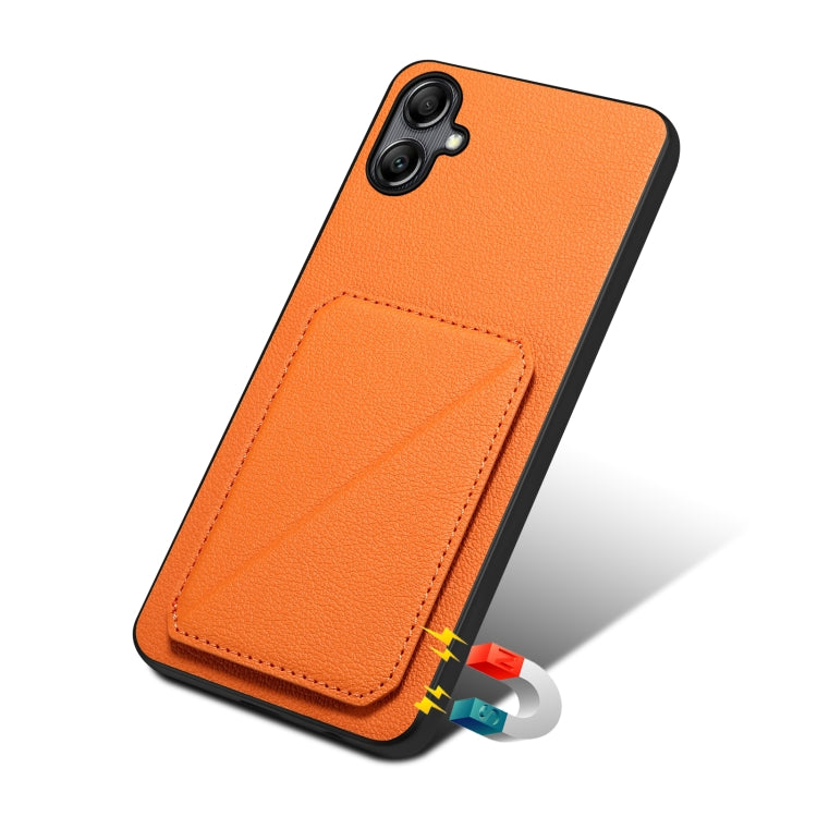 For Samsung Galaxy A33 Denior Imitation Calf Leather Back Phone Case with Holder(Orange) - Galaxy Phone Cases by Denior | Online Shopping UK | buy2fix