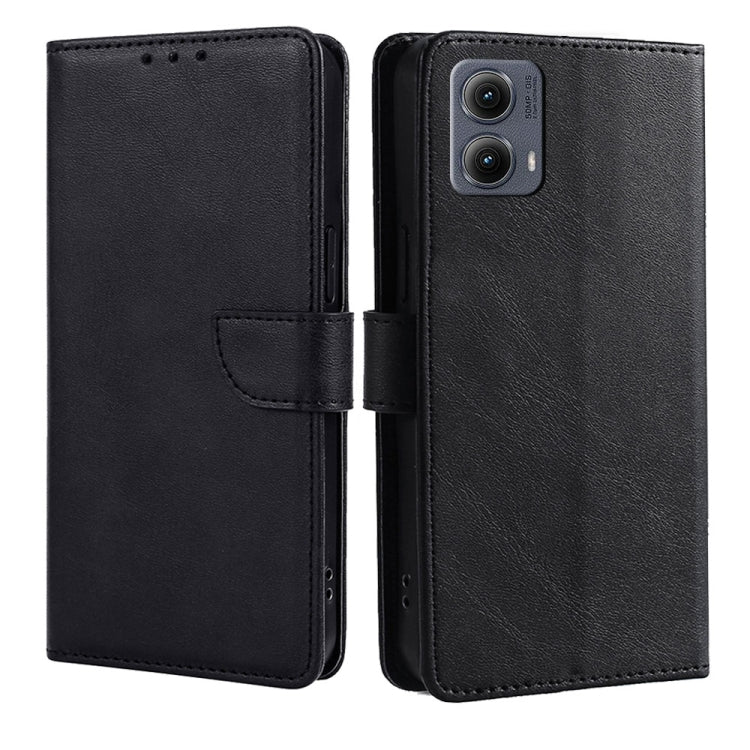 For Motorola Edge 5G 2024 Calf Texture Buckle Flip Leather Phone Case(Black) - Motorola Cases by buy2fix | Online Shopping UK | buy2fix