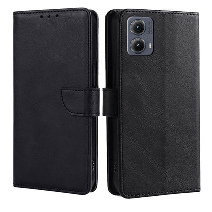 For Motorola Edge 5G 2024 Calf Texture Buckle Flip Leather Phone Case(Black) - Motorola Cases by buy2fix | Online Shopping UK | buy2fix