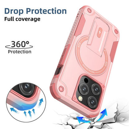 For iPhone 15 Plus MagSafe Holder Armor PC Hybrid TPU Phone Case(Pink) - iPhone 15 Plus Cases by buy2fix | Online Shopping UK | buy2fix