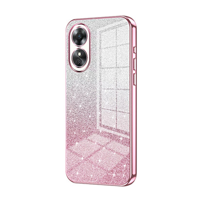 For OPPO A17 / A17K Gradient Glitter Powder Electroplated Phone Case(Pink) - OPPO Cases by buy2fix | Online Shopping UK | buy2fix