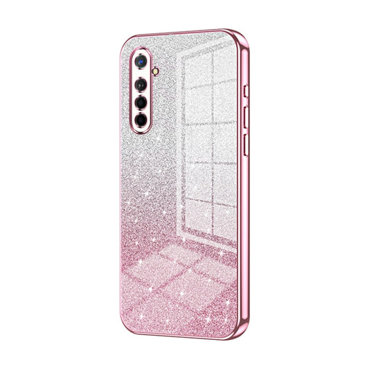 For OPPO K5 / Realme XT/XT 730G Gradient Glitter Powder Electroplated Phone Case(Pink) - OPPO Cases by buy2fix | Online Shopping UK | buy2fix