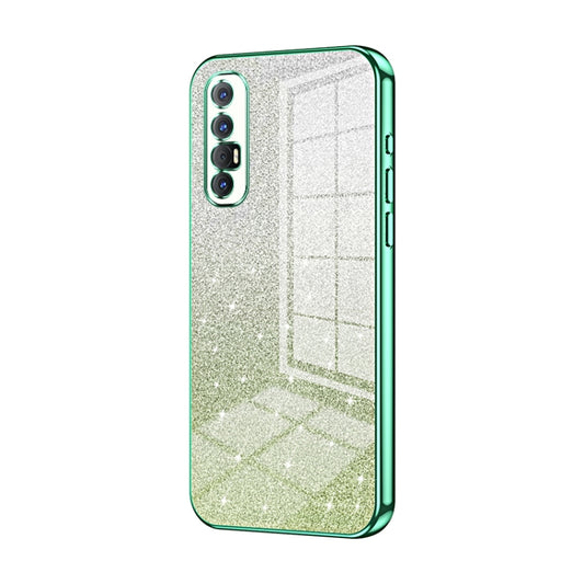 For OPPO Reno3 Pro Gradient Glitter Powder Electroplated Phone Case(Green) - OPPO Cases by buy2fix | Online Shopping UK | buy2fix