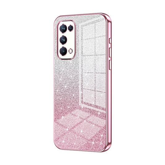 For OPPO Reno5 Pro Gradient Glitter Powder Electroplated Phone Case(Pink) - OPPO Cases by buy2fix | Online Shopping UK | buy2fix