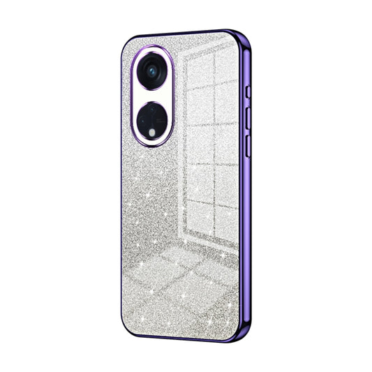 For OPPO Reno8 T 5G Gradient Glitter Powder Electroplated Phone Case(Purple) - OPPO Cases by buy2fix | Online Shopping UK | buy2fix