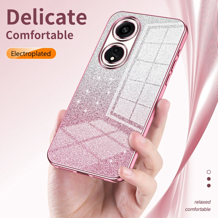 For OPPO K7x / Realme V5 5G Gradient Glitter Powder Electroplated Phone Case(Transparent) - OPPO Cases by buy2fix | Online Shopping UK | buy2fix