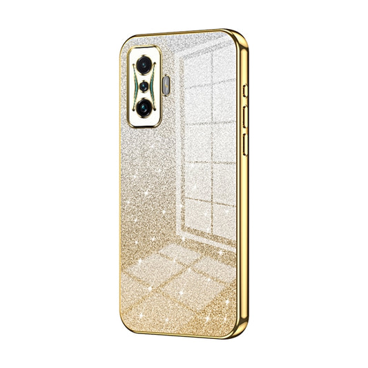 For Xiaomi Redmi K50 Gaming / Poco F4 GT Gradient Glitter Powder Electroplated Phone Case(Gold) - Xiaomi Cases by buy2fix | Online Shopping UK | buy2fix