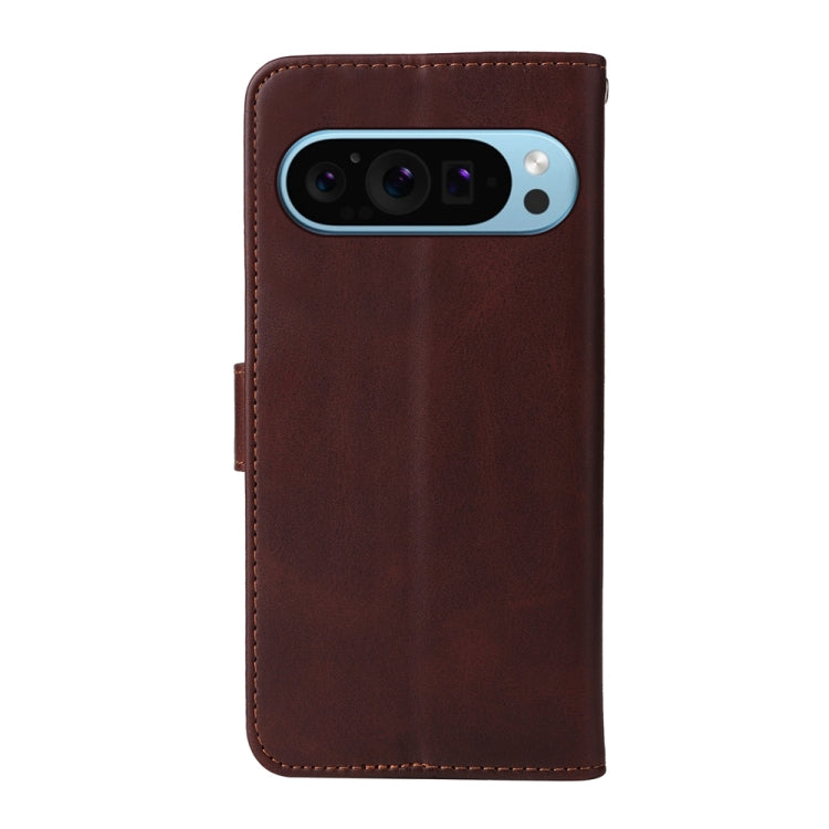 For Google Pixel 9 Classic Calf Texture Flip Leather Phone Case(Brown) - Google Cases by buy2fix | Online Shopping UK | buy2fix