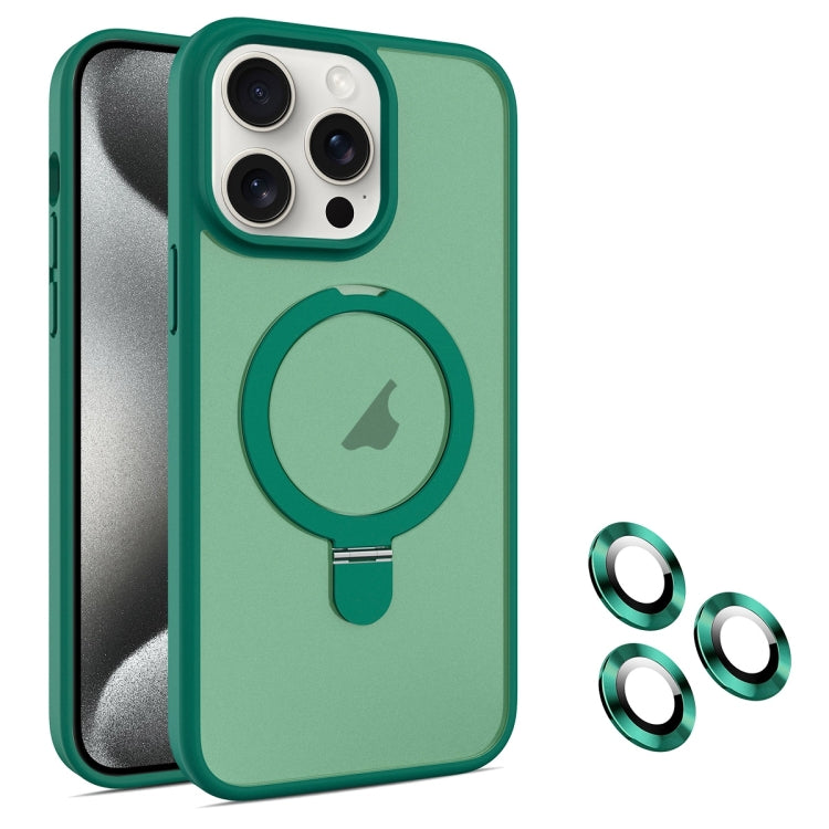 For iPhone 15 Pro MagSafe Magnetic Holder Phone Case(Dark Green) - iPhone 15 Pro Cases by buy2fix | Online Shopping UK | buy2fix