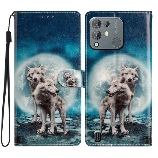 For Blackview A55 Pro Colored Drawing Leather Phone Case(Twin Wolves) - More Brand by buy2fix | Online Shopping UK | buy2fix