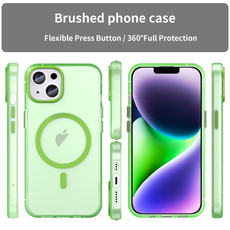 For iPhone 15 MagSafe Frosted Translucent TPU + PC Full Coverage Phone Case(Green) - iPhone 15 Cases by buy2fix | Online Shopping UK | buy2fix