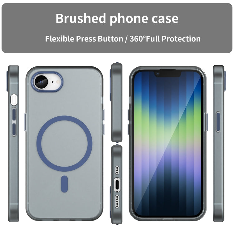 For iPhone SE 2024 MagSafe Frosted Translucent TPU + PC Full Coverage Phone Case(Dark Blue) - More iPhone Cases by buy2fix | Online Shopping UK | buy2fix