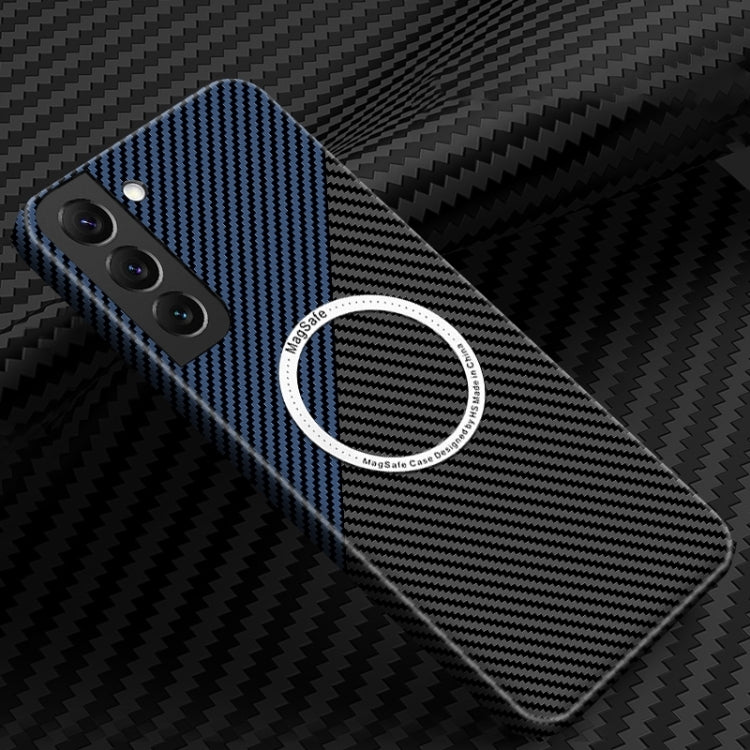 For Samsung Galaxy S25+ 5G Carbon Fiber Texture MagSafe Magnetic Phone Case(Black Blue) - Galaxy S25+ 5G Cases by buy2fix | Online Shopping UK | buy2fix