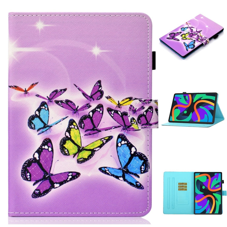 For Lenovo Tab M11/ Xiaoxin Pad 11 2024 Coloured Drawing Stitching Smart Leather Tablet Case(Butterfly) - Lenovo by buy2fix | Online Shopping UK | buy2fix