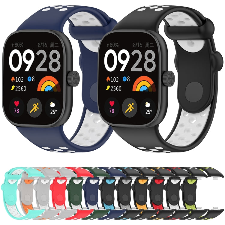 For Redmi Watch 4 Two Color Silicone Sports Watch Band(Black Red) - Watch Bands by buy2fix | Online Shopping UK | buy2fix