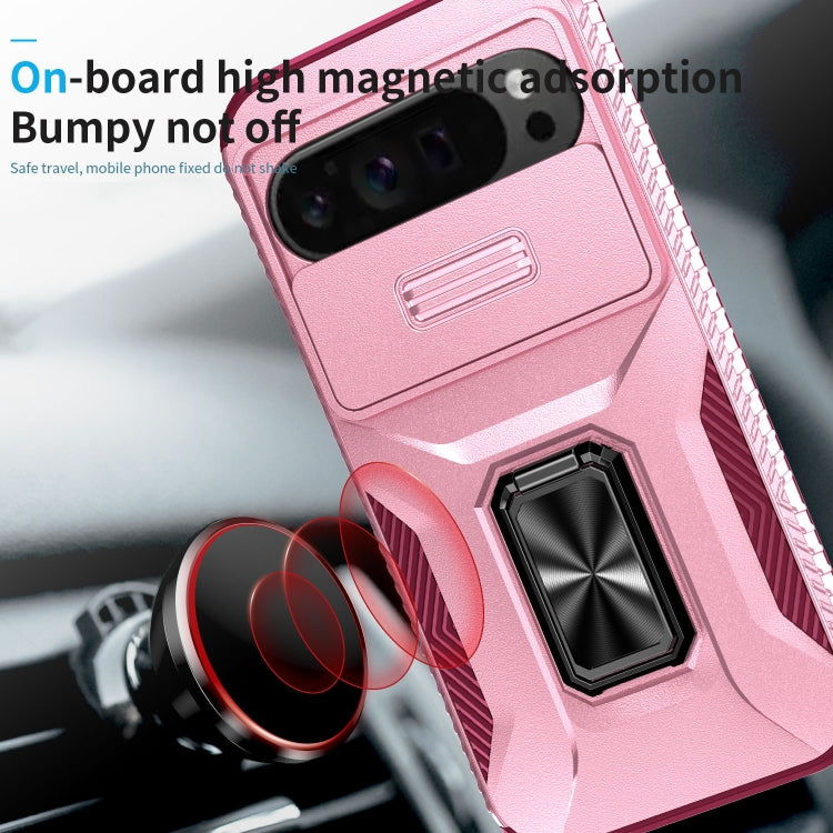 For Google Pixel 9 Pro XL Sliding Camshield Holder Phone Case(Pink + Rose Red) - Google Cases by buy2fix | Online Shopping UK | buy2fix