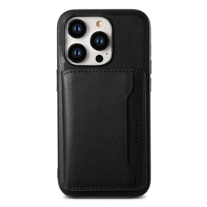 For iPhone 12 Pro Denior Cowhide Texture Leather MagSafe Detachable Wallet Phone Case(Black) - iPhone 12 / 12 Pro Cases by Denior | Online Shopping UK | buy2fix