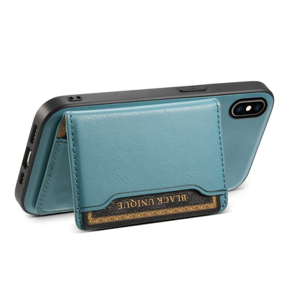 For iPhone XS Max Denior Cowhide Texture Leather MagSafe Detachable Wallet Phone Case(Blue) - More iPhone Cases by Denior | Online Shopping UK | buy2fix