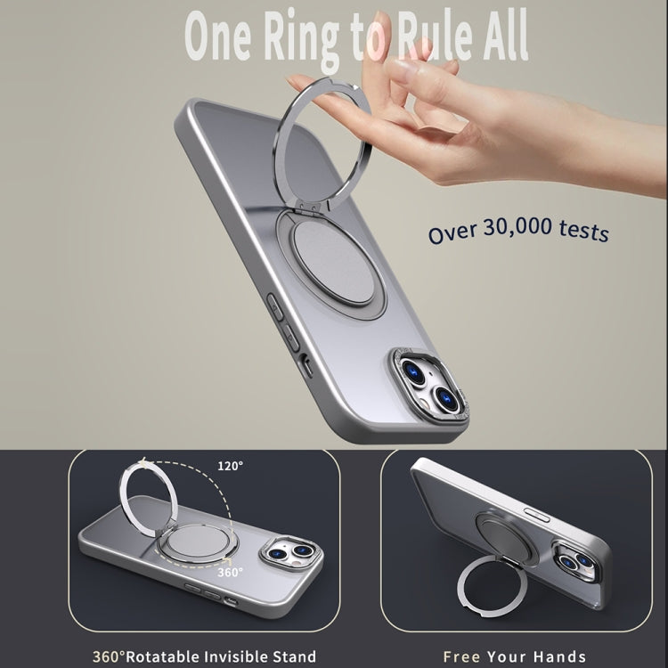 For iPhone 14 Plus 360-degree Rotating MagSafe Magnetic Holder Phone Case(Titanium Grey) - iPhone 14 Plus Cases by buy2fix | Online Shopping UK | buy2fix