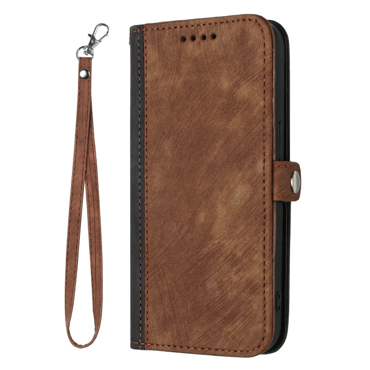 For Google Pixel 9 Pro Side Buckle Double Fold Hand Strap Leather Phone Case(Brown) - Google Cases by buy2fix | Online Shopping UK | buy2fix