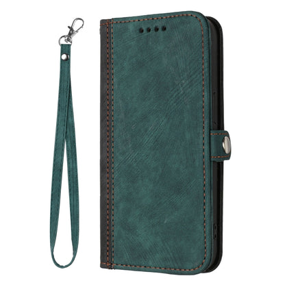 For Google Pixel 9 Side Buckle Double Fold Hand Strap Leather Phone Case(Dark Green) - Google Cases by buy2fix | Online Shopping UK | buy2fix