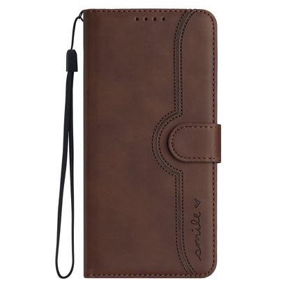 For Google Pixel 9 Pro Heart Pattern Skin Feel Leather Phone Case(Brown) - Google Cases by buy2fix | Online Shopping UK | buy2fix