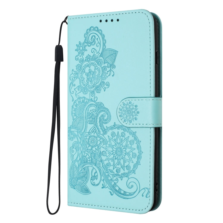 For Google Pixel 9 Pro Datura Flower Embossed Flip Leather Phone Case(Light blue) - Google Cases by buy2fix | Online Shopping UK | buy2fix