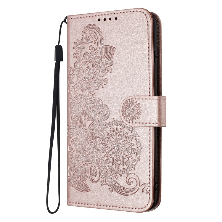 For Google Pixel 9 Pro Datura Flower Embossed Flip Leather Phone Case(Rose Gold) - Google Cases by buy2fix | Online Shopping UK | buy2fix