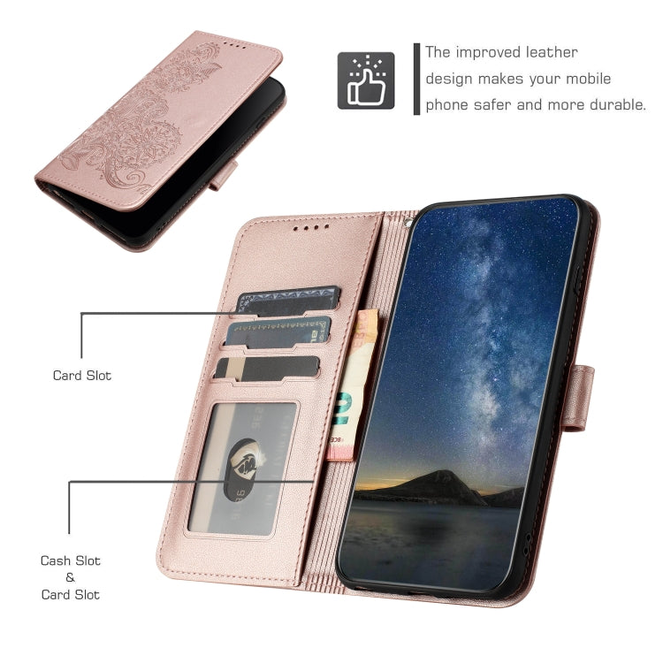 For OnePlus 12 Datura Flower Embossed Flip Leather Phone Case(Rose Gold) - OnePlus Cases by buy2fix | Online Shopping UK | buy2fix