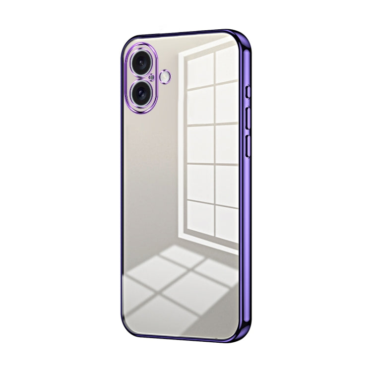 For iPhone 16 Plus Transparent Plating Fine Hole Phone Case(Purple) - iPhone 16 Plus Cases by buy2fix | Online Shopping UK | buy2fix