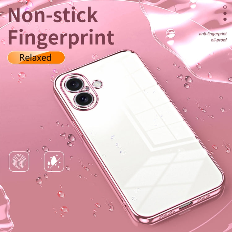 For iPhone 16 Transparent Plating Fine Hole Phone Case(Gold) - iPhone 16 Cases by buy2fix | Online Shopping UK | buy2fix