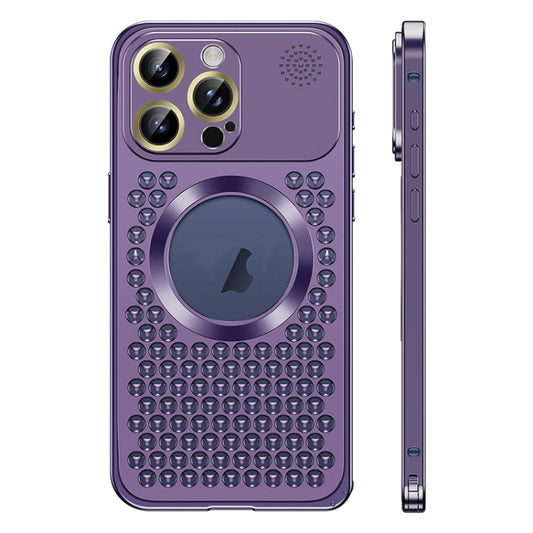 For iPhone 12 Pro Max Spring Buckle MagSafe Magnetic Metal Aromatherapy Phone Case(Purple) - iPhone 12 Pro Max Cases by buy2fix | Online Shopping UK | buy2fix