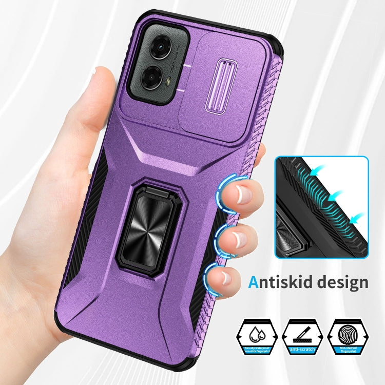 For Motorola Moto G 5G 2024 Sliding Camshield Holder Phone Case(Purple) - Motorola Cases by buy2fix | Online Shopping UK | buy2fix