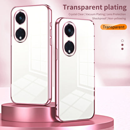 For OPPO Reno8 T 5G Transparent Plating Fine Hole Phone Case(Silver) - OPPO Cases by buy2fix | Online Shopping UK | buy2fix