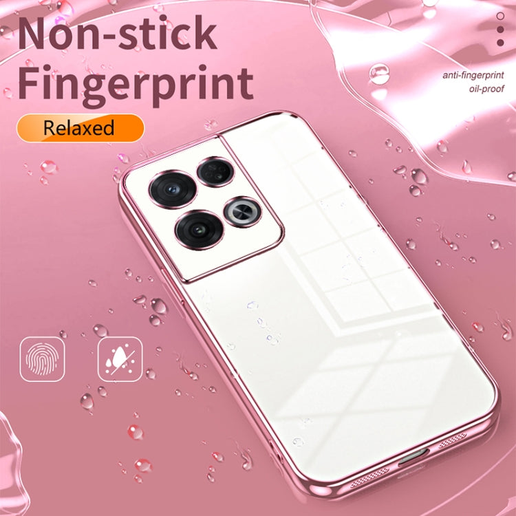 For OPPO Reno8 Pro Transparent Plating Fine Hole Phone Case(Pink) - OPPO Cases by buy2fix | Online Shopping UK | buy2fix