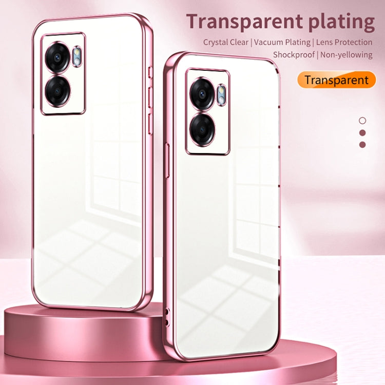 For OPPO A57 5G Transparent Plating Fine Hole Phone Case(Purple) - OPPO Cases by buy2fix | Online Shopping UK | buy2fix