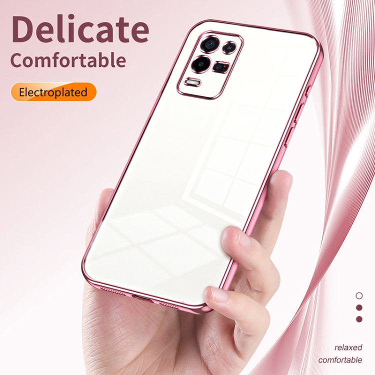 For OPPO K9x Transparent Plating Fine Hole Phone Case(Pink) - OPPO Cases by buy2fix | Online Shopping UK | buy2fix