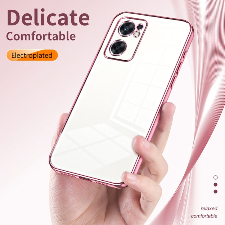 For OPPO Reno7 SE Transparent Plating Fine Hole Phone Case(Silver) - OPPO Cases by buy2fix | Online Shopping UK | buy2fix