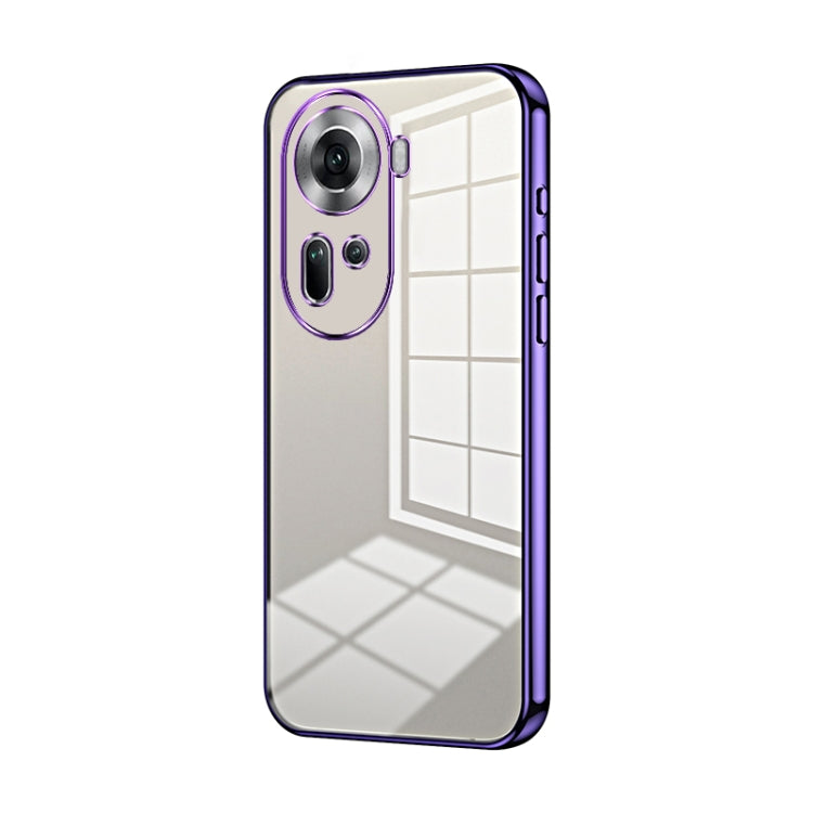 For OPPO Reno11 Global Transparent Plating Fine Hole Phone Case(Purple) - Reno11 Cases by buy2fix | Online Shopping UK | buy2fix