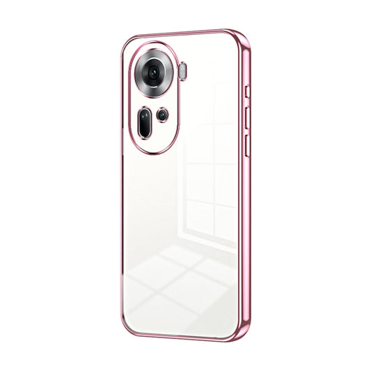 For OPPO Reno11 Global Transparent Plating Fine Hole Phone Case(Pink) - Reno11 Cases by buy2fix | Online Shopping UK | buy2fix