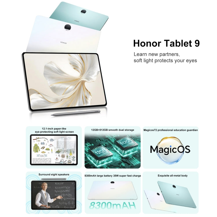 Honor Tablet 9 12.1 inch WiFi, Soft Light 12GB+256GB, MagicOS 7.2 Snapdragon 6 Gen1 Octa Core 2.2GHz, Not Support Google Play(Grey) - Huawei by Huawei | Online Shopping UK | buy2fix