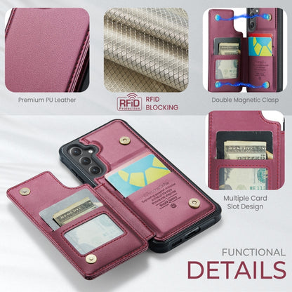 For Samsung Galaxy S24 5G CaseMe C22 PC+TPU Business Style RFID Anti-theft Leather Phone Case(Wine Red) - Galaxy S24 5G Cases by CaseMe | Online Shopping UK | buy2fix