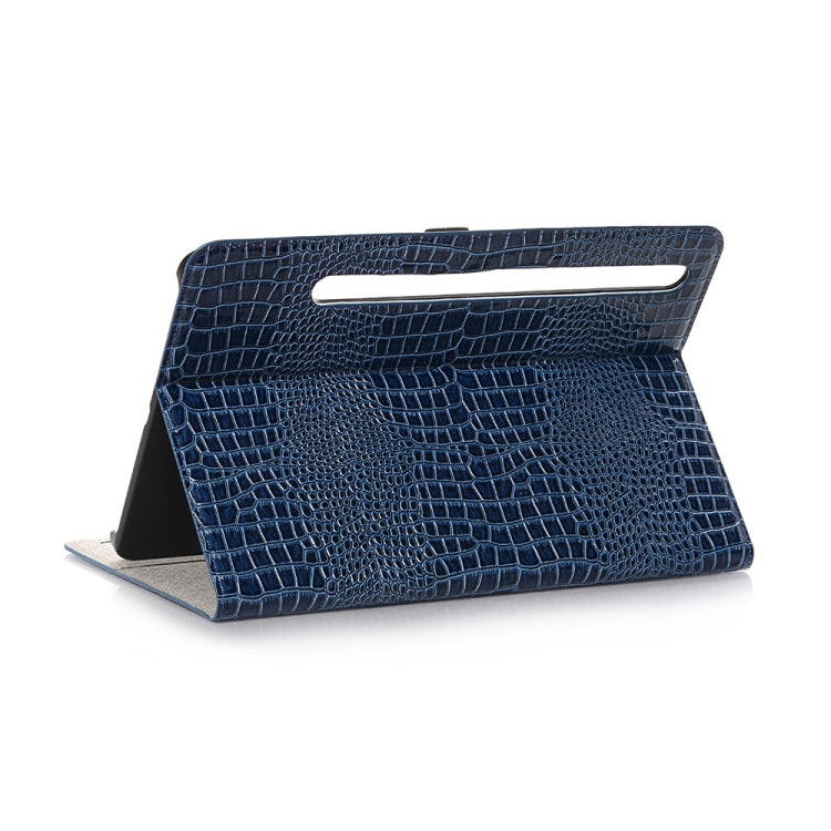 For Samsung Galaxy Tab S9 FE Crocodile Texture Leather Tablet Case(Blue) - Galaxy Tab S9 FE by buy2fix | Online Shopping UK | buy2fix