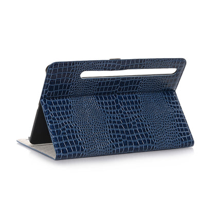 For Samsung Galaxy Tab S9 FE Crocodile Texture Leather Tablet Case(Blue) - Galaxy Tab S9 FE by buy2fix | Online Shopping UK | buy2fix