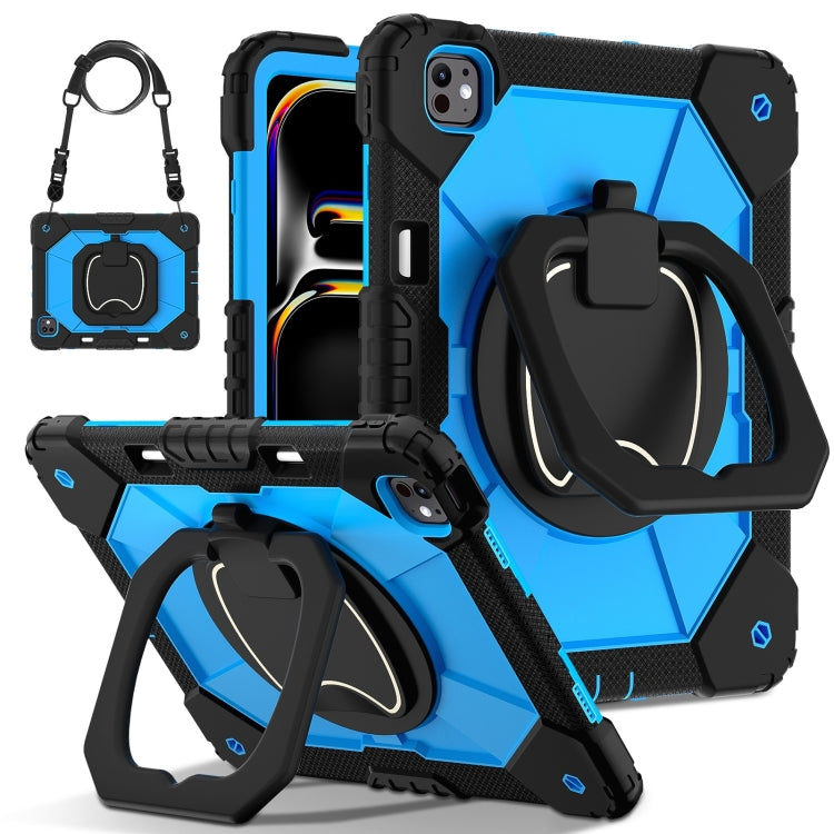 For iPad Pro 13 2024 Contrast Color Robot Silicone Hybrid PC Tablet Case(Black Blue) - iPad Pro 13 2024 Cases by buy2fix | Online Shopping UK | buy2fix