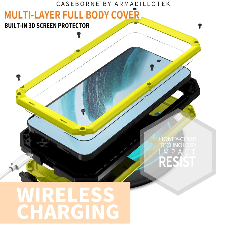 For Samsung Galaxy S24+ 5G R-JUST Sliding Camera Life Waterproof Holder Phone Case(Yellow) - Galaxy S24+ 5G Cases by R-JUST | Online Shopping UK | buy2fix