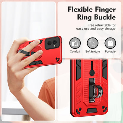 For Motorola Moto G Power 2024 Variety Brave Armor Finger Loop Holder Phone Case(Red) - Motorola Cases by buy2fix | Online Shopping UK | buy2fix