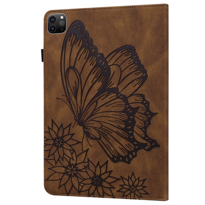 For iPad Pro 13 2024 Big Butterfly Embossed Leather Tablet Case(Brown) - iPad Pro 13 2024 Cases by buy2fix | Online Shopping UK | buy2fix