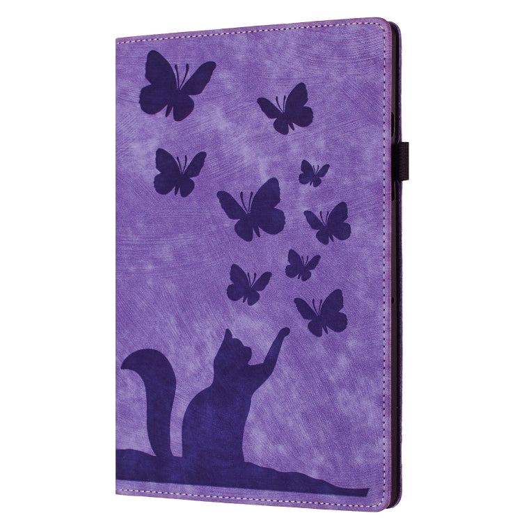 For iPad Air 11 2024 / Pro 11 2021 / 2020 Butterfly Cat Embossing Leather Tablet Case(Purple) - iPad Air 11 2024 Cases by buy2fix | Online Shopping UK | buy2fix