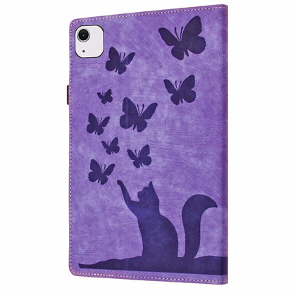 For iPad Air 11 2024 / Pro 11 2021 / 2020 Butterfly Cat Embossing Leather Tablet Case(Purple) - iPad Air 11 2024 Cases by buy2fix | Online Shopping UK | buy2fix